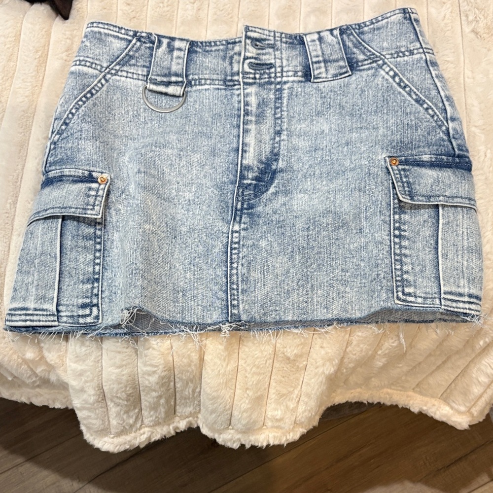 Tinseltown Light Blue Denim Mini Skirt